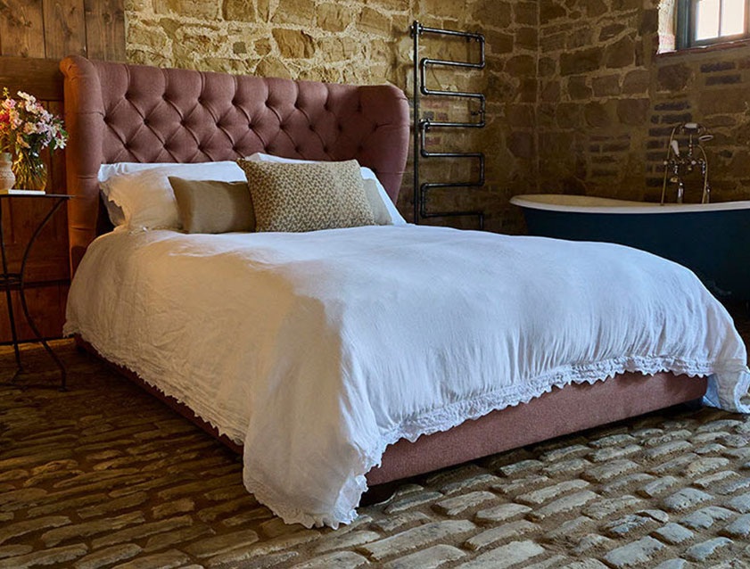 Rouen Low End Bed in Kirkby Romo Soho Vintage Rose